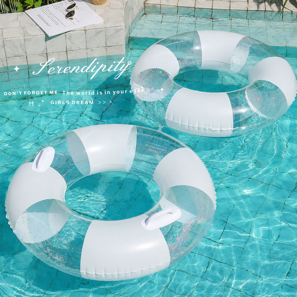 Pool Float Ring Inflatable - Transparent Swimming Ring Adults Thickened Inflatable