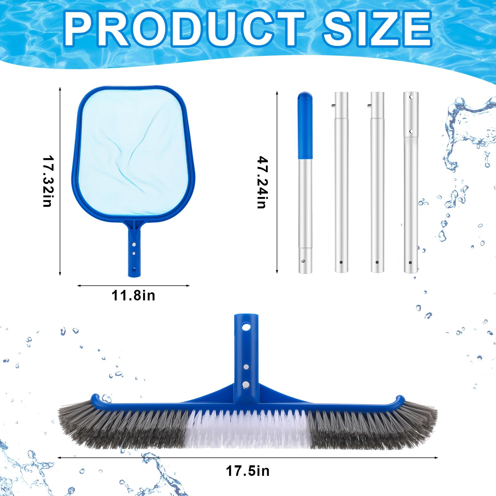 3 Pcs Pool Cleaning Kit with H - Pool Skimmer Net recension och pris